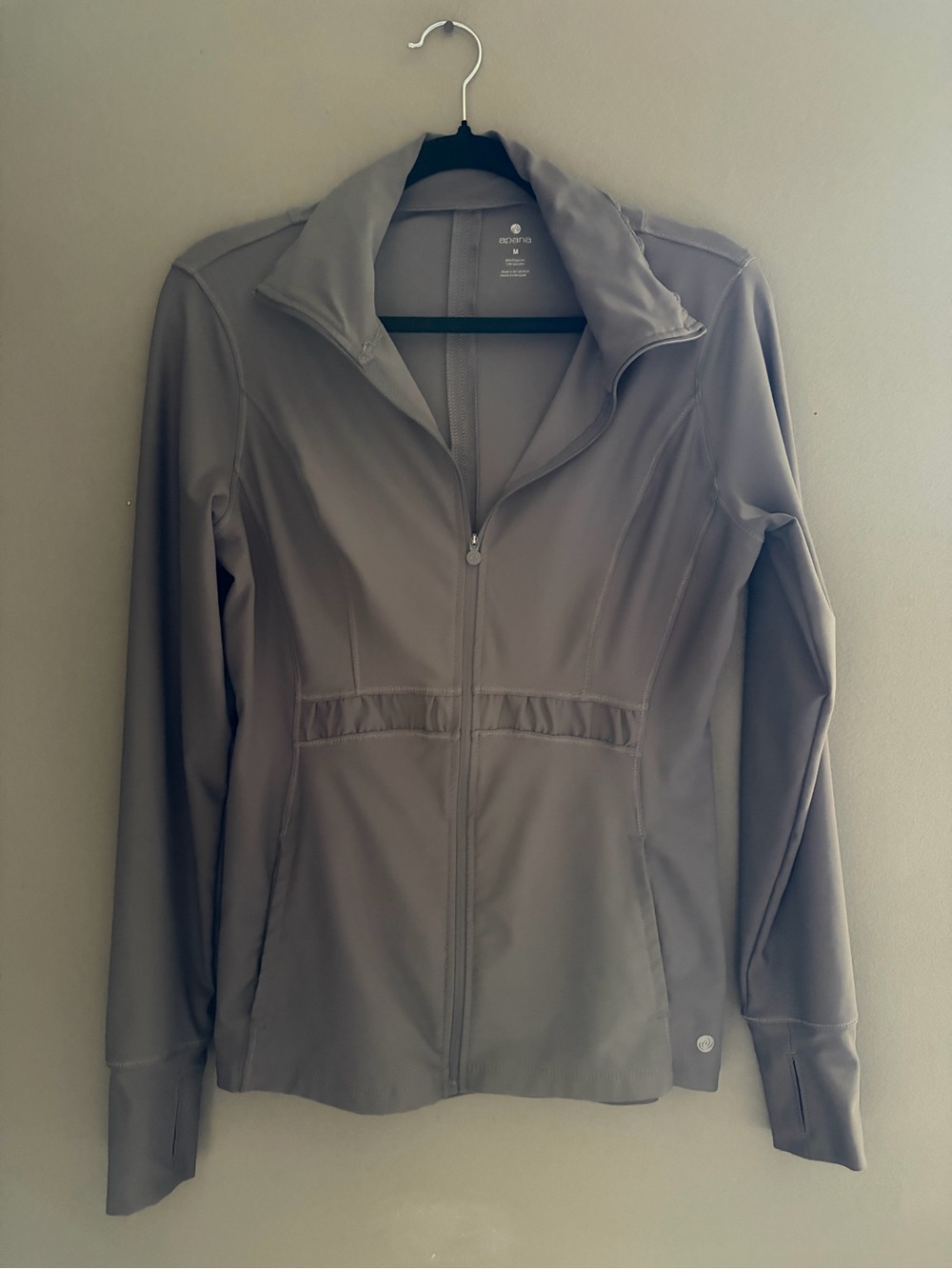 Apana Full Zip Athletic Jacket Women’s Medium Thumbholes Yoga Running Active